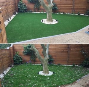 Artificial grass garned installation in Putney, London