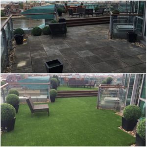 Astro London rooftop artificial grass installation