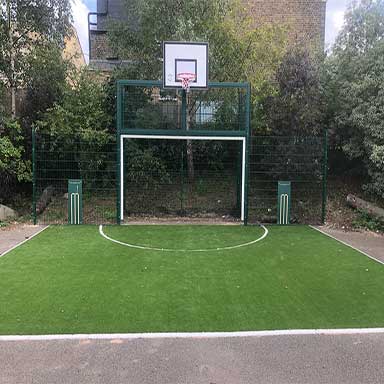 artificial grass at basketball court